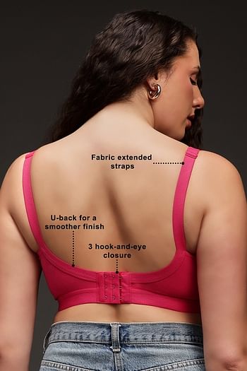 Back listing image for Non-Padded Non-Wired Full Figure Spacer Cup T-shirt Bra in Hot Pink - Cotton Rich