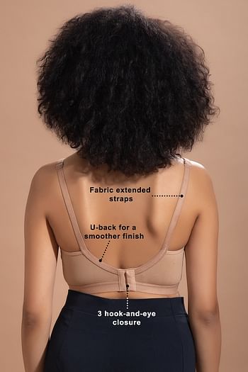Back listing image for Non-Padded Non-Wired Full Figure Spacer Cup T-shirt Bra in Nude Colour - Cotton Rich