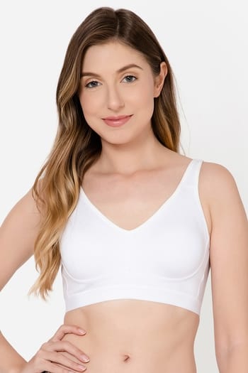 Clovia Non-Padded Non-Wired Full Figure Spacer Cup T-shirt Bra in White - Cotton Rich