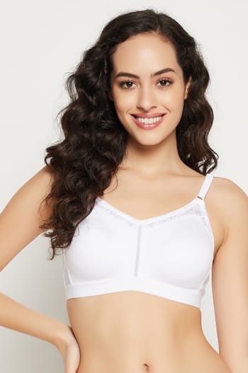 Clovia Non-Padded Non-Wired Spacer Cup Full Figure Bra in White - Cotton