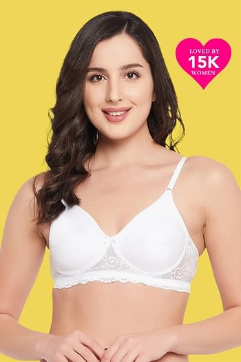 Front listing image for Flair Non-Padded Non-Wired Full Coverage Spacer Cup T-shirt Bra in White - Cotton Rich