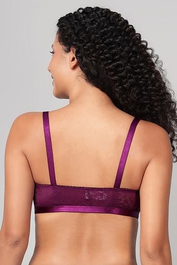 Back listing image for Non-Padded Non-Wired Spacer Cup Easy-On Front Open Full Figure Bra in Wine Colour - Cotton Rich
