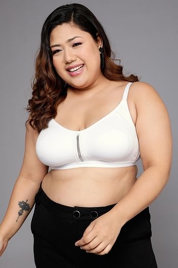 Front listing image for Smoothie Non-Wired Spacer Cup Full-Figure T-shirt Bra in White - Cotton