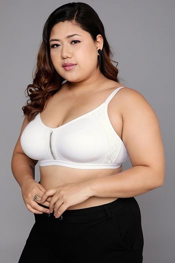 Back listing image for Smoothie Non-Wired Spacer Cup Full-Figure T-shirt Bra in White - Cotton