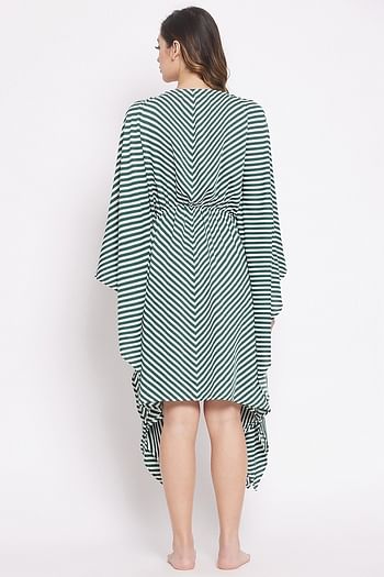 Back listing image for Sassy Stripes Short Kaftan in Dark Green - Crepe