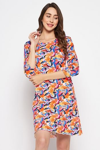 Front listing image for  Abstract Print Short Night Dress in Multicolour - 100% Cotton