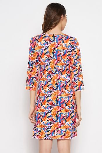 Back listing image for  Abstract Print Short Night Dress in Multicolour - 100% Cotton