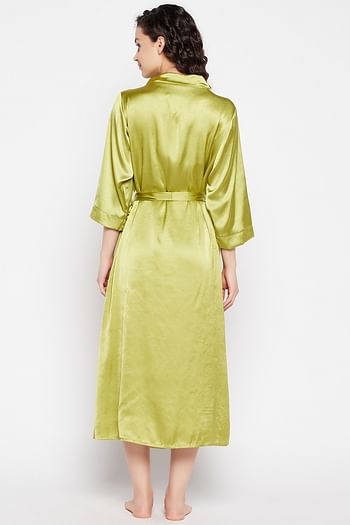 Back listing image for Chic Basic Robe in Lime Green - Satin