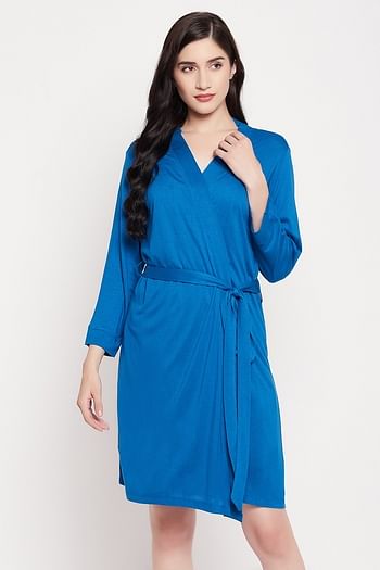 Front listing image for Chic Basic Robe in Cobalt Blue - Viscose