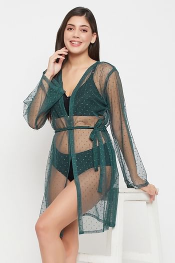 Front listing image for Chic Basic Sheer Robe in Green