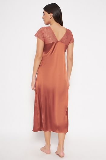 Back listing image for Chic Basic Night Dress in Brown - Satin