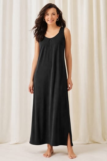 nighty dress ladies Womens Mulberry Silk Black Cosette Night Dress with Lace