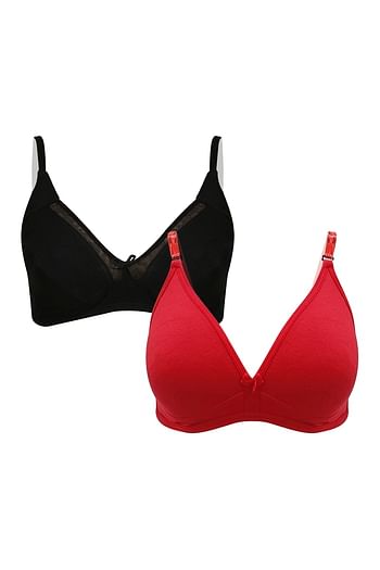 Back listing image for Pack of 2 Non-Padded Non-Wired Bras - Cotton
