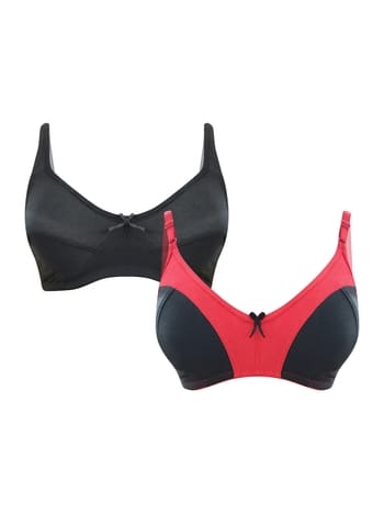 Clovia Pack of 2 Non-Padded Non-Wired Full Cup Bras in Black - Cotton