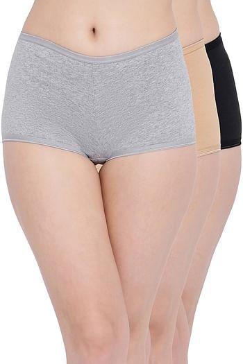Front listing image for Pack of 3 Cotton Mid Waist Boyshorts