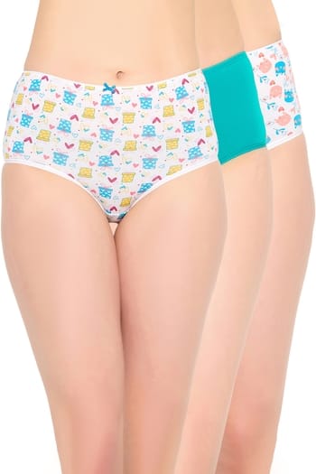 Clovia Pack of 3 High Waist Hipster Panties - Cotton