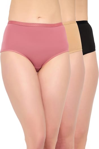 Clovia Pack of 3 High Waist Hipster Panties - Cotton