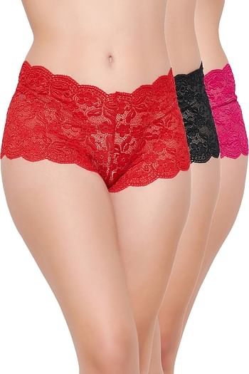 Back listing image for Pack of 3 Low Waist Boyshorts - Lace