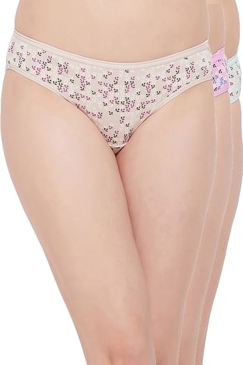 Back listing image for Pack of 3 Low Waist Floral Print Bikini Panties - Cotton