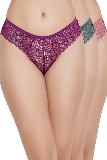 Front listing image for Pack of 3 Low Waist Sheer Bikini Panties - Lace