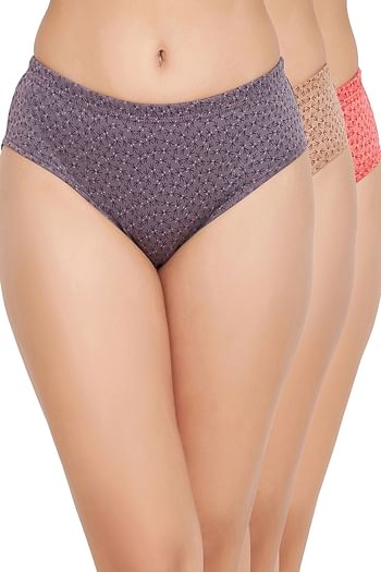 Front listing image for Pack of 3 Mid Waist Arrow Print Hipster Panties with Inner Elastic - 100% Cotton