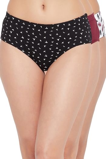 Back listing image for Pack of 3 Mid Waist Hipster Panties with Inner Elastic - 100% Cotton