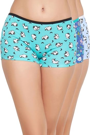 Front listing image for Pack of 3 Mid Waist Peanut Print Boyshorts - Cotton	