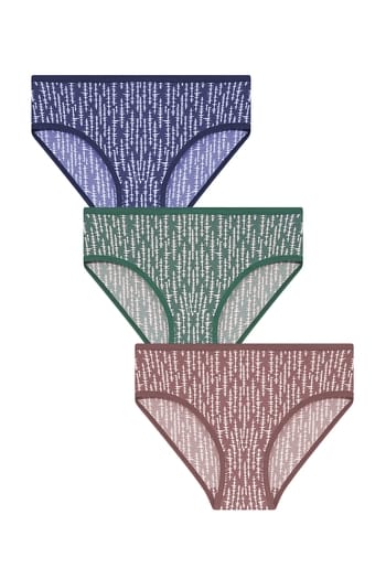 Clovia Pack of 3 Mid Waist Striped Hipster Panties