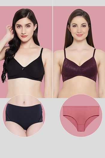 Front listing image for Pack of 4 - Padded Bras and Cotton Panties