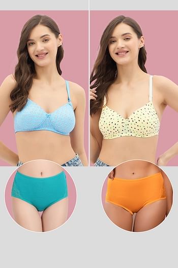 Back listing image for Pack of 4 Padded Non-Wired Multiway T-shirt Bra & Hipster Waist Panties 