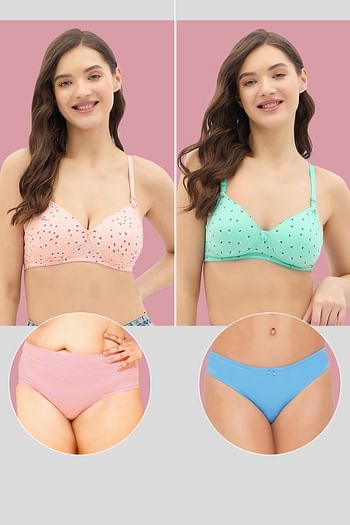 Back listing image for Pack of 4 Padded Non-Wired Multiway T-shirt Bra & Panties