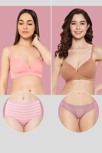 Front listing image for Pack of 4 Padded Non-Wired Multiway T-shirt Bras & Panties