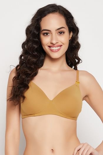 Back listing image for Padded Non-Wired Demi Cup Feeding Bra in Nude Colour - Cotton