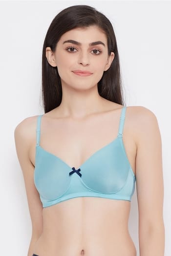 Clovia Padded Non-Wired Full Cup T-Shirt Bra in Cyan