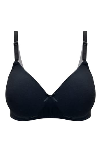 Clovia Padded Non-Wired Full Coverage Multiway T-shirt Bra in Black - Cotton
