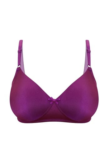 Clovia Padded Non-Wired Full Coverage T-shirt Bra in Purple