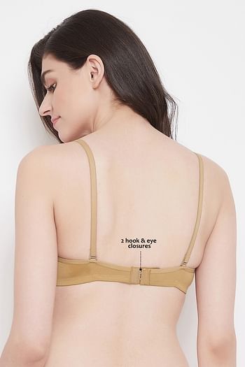 Back listing image for Padded Non-Wired Full Coverage Multiway T-Shirt Bra in Skin Colour- Cotton	