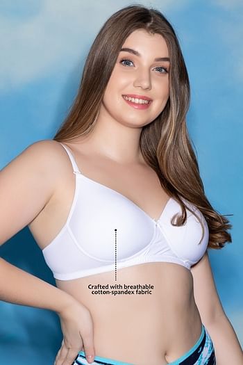 Back listing image for Padded Non-Wired Full Coverage Multiway T-Shirt Bra in White - Cotton