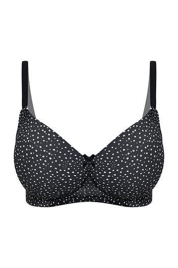 Front listing image for Padded Non-Wired Full Coverage Printed Multiway Bra in Black