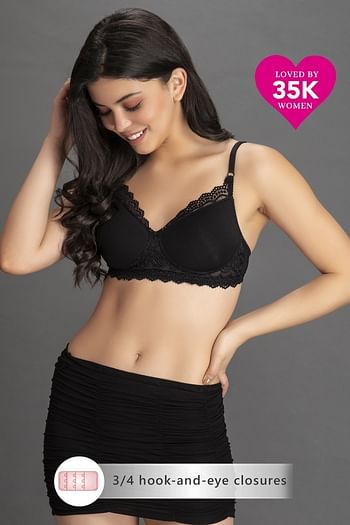 Front listing image for Padded Non-Wired Full Coverage T-shirt Bra in Black