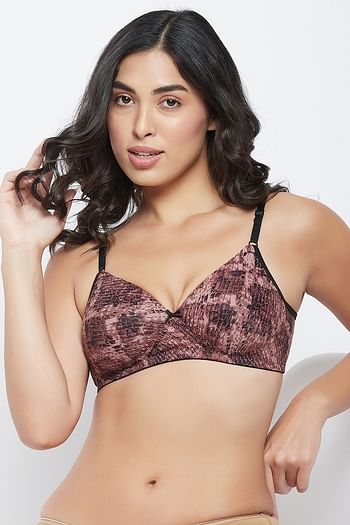 Front listing image for Padded Non-Wired Full Cup Animal Print T-shirt Bra in Brown