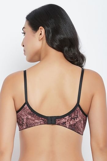Back listing image for Padded Non-Wired Full Cup Animal Print T-shirt Bra in Brown