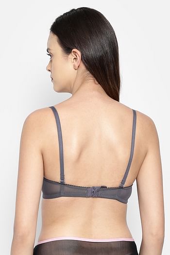 Back listing image for Padded Non-Wired Full Cup Floral Print Multiway T-shirt Bra in Dark Grey	