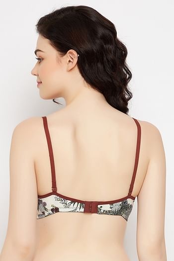 Back listing image for Padded Non-Wired Full Cup Floral Print Multiway T-shirt Bra in Multicolour	