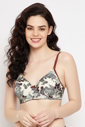 Front listing image for Padded Non-Wired Full Cup Floral Print Multiway T-shirt Bra in Multicolour	