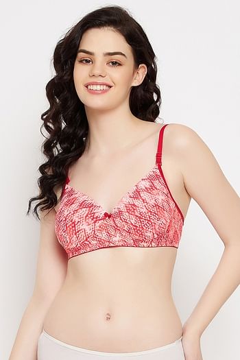 Front listing image for Padded Non-Wired Full Cup Geometric Print Multiway T-shirt Bra in Orange	