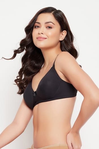 Clovia Padded Non-Wired Demi Cup Multiway T-shirt Bra in Black