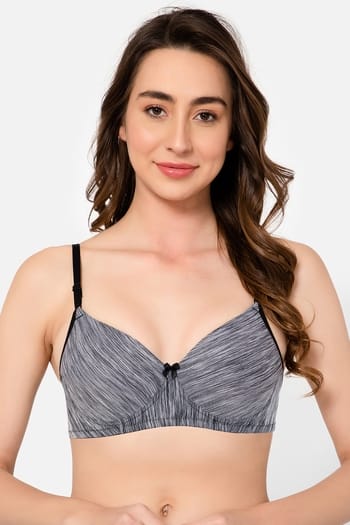 Clovia Padded Non-Wired Full Cup Multiway T-shirt Bra in Grey Melange