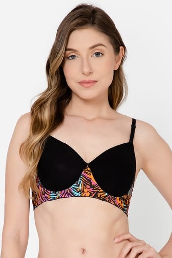 Clovia Padded Non-Wired Full Cup Multiway T-shirt Bra in Black