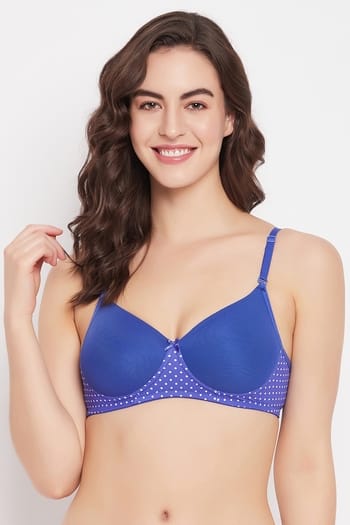 Clovia Padded Non-Wired Full Cup Multiway T-shirt Bra in Electric Blue